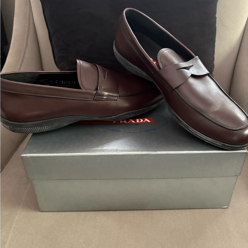 Prada Men's Dark Brown Leather Loafers